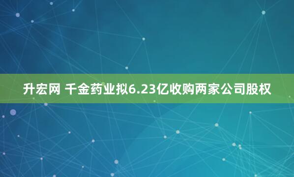 升宏网 千金药业拟6.23亿收购两家公司股权